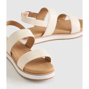 Quince 7 Italian Leather Platform Sandal Bone Ivory Non Slip Sole Womens NIB